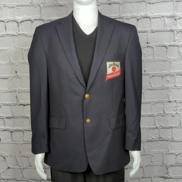 Jim Beam "Premium Nuts" JoS A Bank Wool Navy Blazer, Men's 42 - Picture 2 of 12